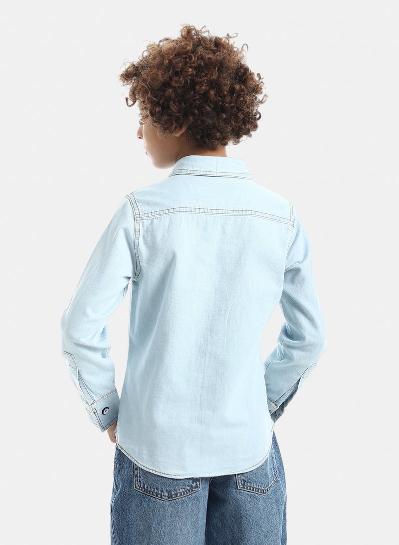 Andora Casual Long-Sleeve Boy's Shirt_light blue - Image 3